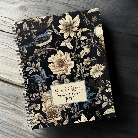 Dark Floral Custom Jaarlijkse Planner Hardcover