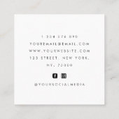 Dark Floral Drage Botanical Elegant Plain White Vierkante Visitekaartje (Achterkant)