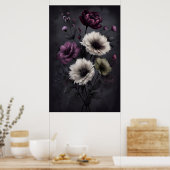 Dark Floral Elegance – Moody Botanical Art Poster (Keuken)