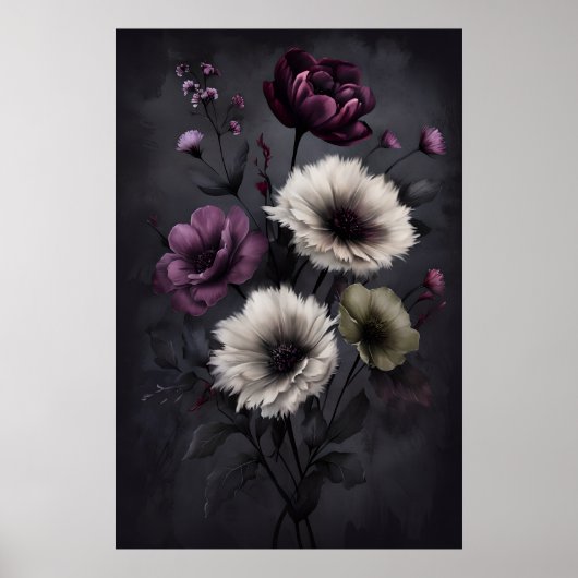 Dark Floral Elegance – Moody Botanical Art Poster (Voorkant)