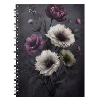 Dark Floral Elegance – Moody Botanical Art Poster Notitieboek