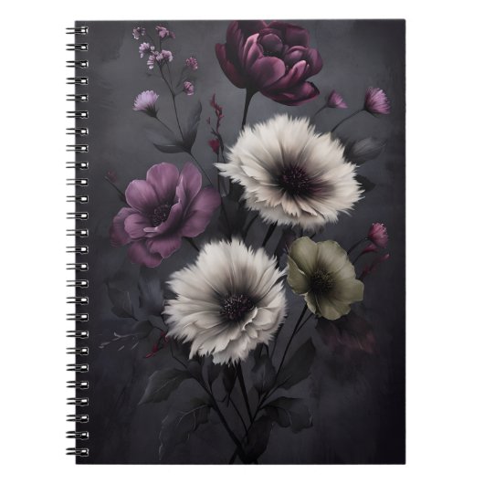 Dark Floral Elegance – Moody Botanical Art Poster Notitieboek (Voorkant)