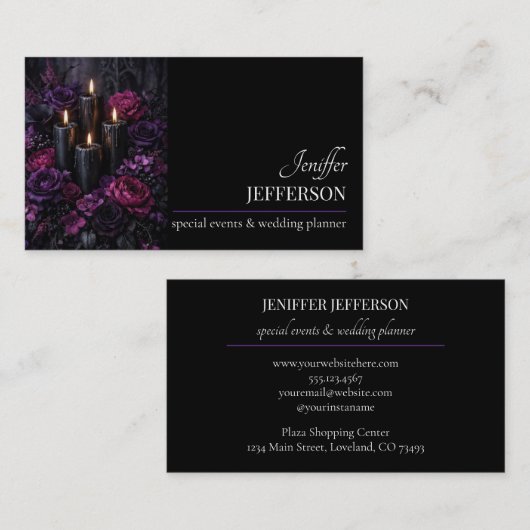 Dark Floral event wedding planner Visitekaartje (Voorkant / Achterkant)