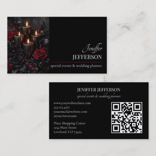 Dark Floral event wedding planner Visitekaartje (Voorkant / Achterkant)