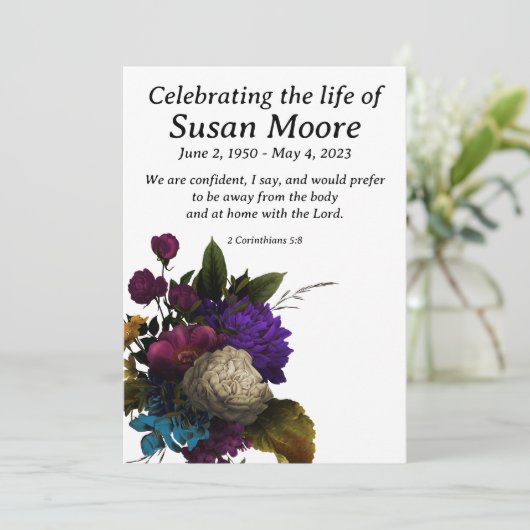 Dark Floral Funeral Kaart (Staand voorkant)