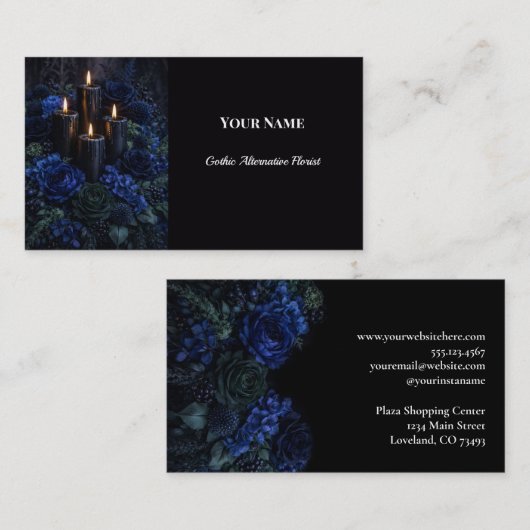 Dark Floral Gothic Alternative Florist Visitekaartje (Voorkant / Achterkant)