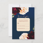 Dark Floral Marsala Cream & Navy Reply R.S.V.P. in Kaart (Voorkant)