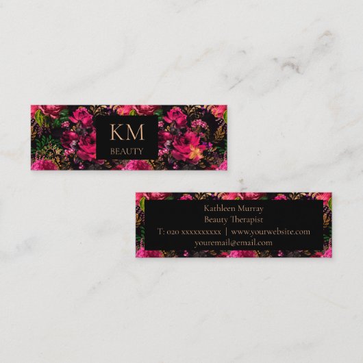 Dark Floral Mobile Beauty Mini Visitekaartje (Voorkant / Achterkant)