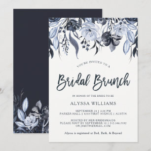 Dark Floral   Moderne Waterverf Bridal Brunch Kaart
