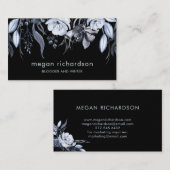 Dark Floral | Moderne Waterverf over zwart | Visitekaartje (Voorkant / Achterkant)