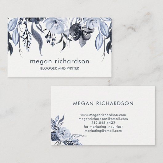 Dark Floral | Moderne Waterverf Visitekaartje (Voorkant / Achterkant)