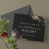 Dark Floral | Moody Classic Black en White Save The Date