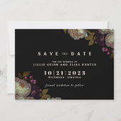 Dark Floral | Moody Classic Black en White Save The Date (Voorkant)