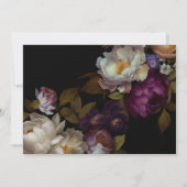 Dark Floral | Moody Classic Black en White Save The Date (Achterkant)