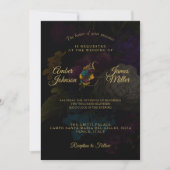 Dark Floral Moody Monogram Wedding Invitation Kaart (Voorkant)