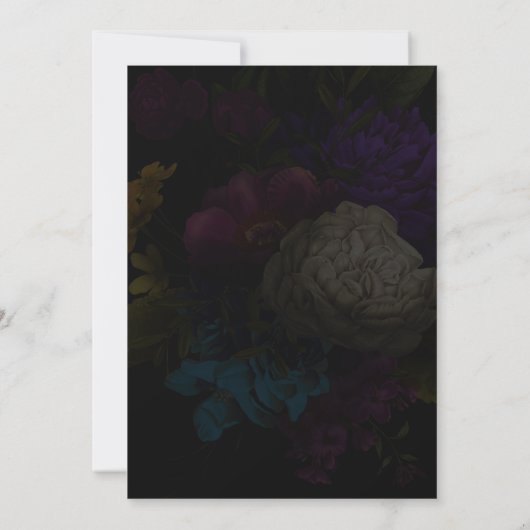 Dark Floral Moody Monogram Wedding Invitation Kaart (Achterkant)