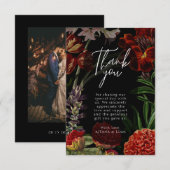 Dark Floral Moody Wedding Bedankt voor je kaartje (Voorkant / Achterkant)