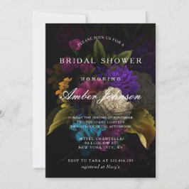 Dark Floral Moody Wedding Bridal Shower Kaart