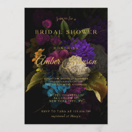 Dark Floral Moody Wedding Bridal Shower Kaart