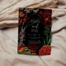 Dark Floral Moody Wedding Invitation