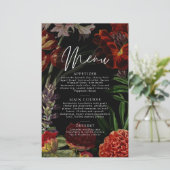Dark Floral Moody Wedding Menu (Staand voorkant)