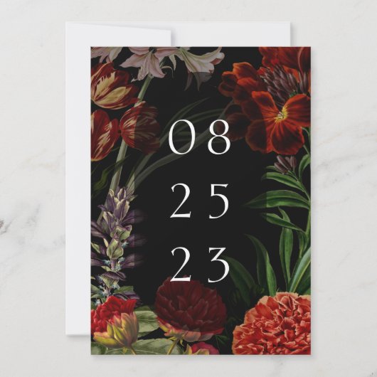 Dark Floral Moody Wedding Save The Date (Voorkant)