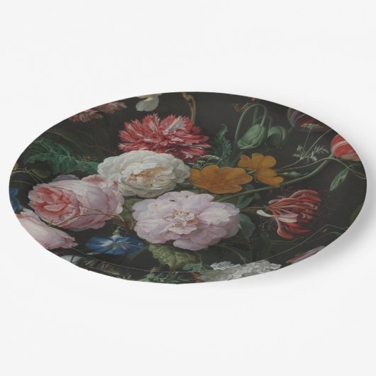 Dark Floral Papieren Bordje (Gekanteld)