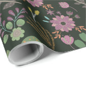 Dark Floral Pattern Cadeaupapier (Rol Hoek)