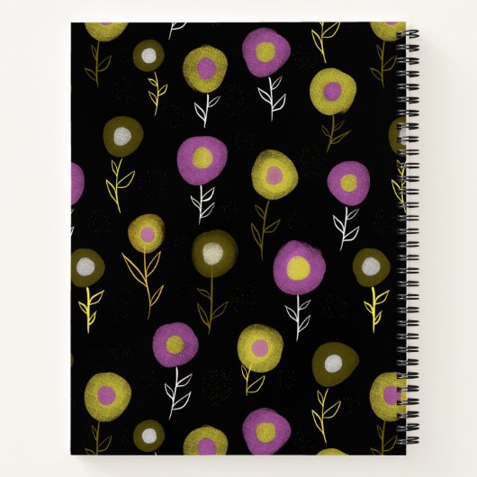 Dark Floral Pattern Girly Name Art Sketchbook Notitieboek (Achterkant)