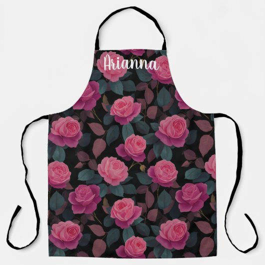 Dark Floral Pink Rose Pattern Custom Schort (Voorkant)