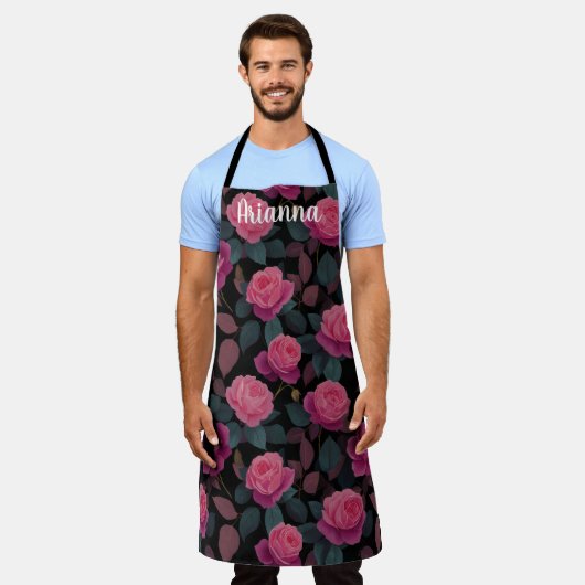 Dark Floral Pink Rose Pattern Custom Schort (Gedragen)