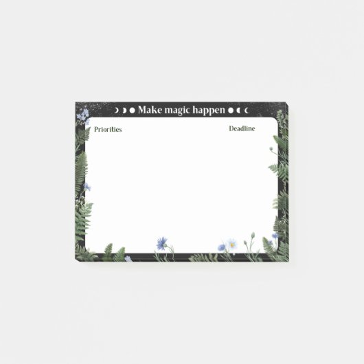 Dark Floral Productivity Post-it Sticky Note (Voorkant)