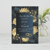  Dark Floral Save the Date Card (Staand voorkant)