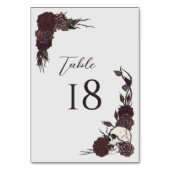 Dark Floral Skull Gothic Wedding Table Number Card Kaart (Voorkant)