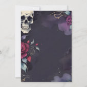 Dark Floral Skull & Rose Gothic Bridal Shower Kaart (Achterkant)