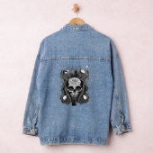 "Dark Floral Skull with Mystical Accents" Denim Jacket (Hangar)