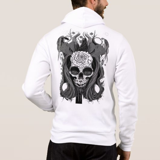 "Dark Floral Skull with Mystical Accents" Hoodie (Achterkant)