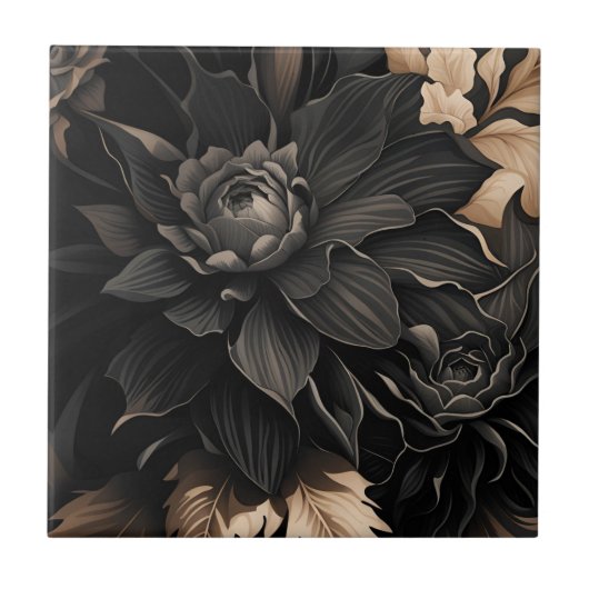 Dark Floral Tegeltje (Voorkant)