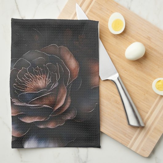 Dark Floral Theedoek (Quarter Fold)