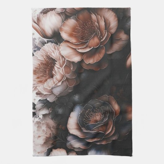 Dark Floral Theedoek (Verticaal)