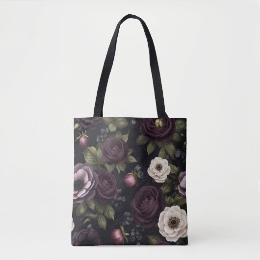 Dark Floral Tote Bag (Voorkant)