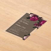 Dark Floral Transparent Wedding Acryl Uitnodigingen (Laagn)