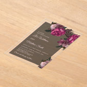 Dark Floral Transparent Wedding Acryl Uitnodigingen (Laagn)