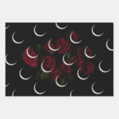 Dark Floral Triple Moon wrappapier Inpakpapier Vel (Voorkant 3)