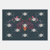 Dark Floral Triple Moon wrappapier Inpakpapier Vel (Voorkant)