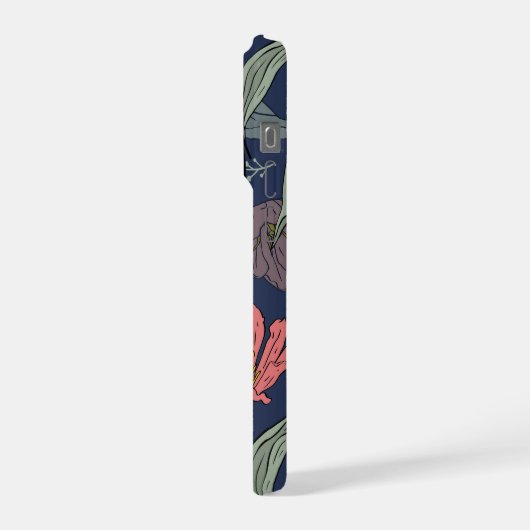 Dark Floral Tulip Pattern Phone Case iPhone Hoesje (Linkerkant)