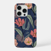Dark Floral Tulip Pattern Phone Case iPhone Hoesje (Achterkant)