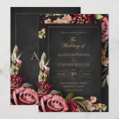 Dark Floral Wedding Invitation Kaart (Voorkant / Achterkant)
