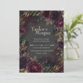 Dark-floral Wedding Invitation Kaart (Staand voorkant)