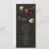 Dark Floral Wedding Program Elegant Burgundy (Achterkant)
